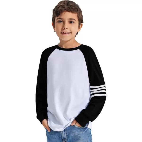 Haloumoning Boys Long Sleeve Raglan T-Shirts Casual Colorblock Crewneck Tops Tees 4-14 Years