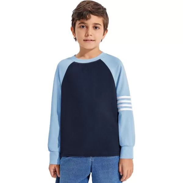Haloumoning Boys Long Sleeve Raglan T-Shirts Casual Colorblock Crewneck Tops Tees 4-14 Years