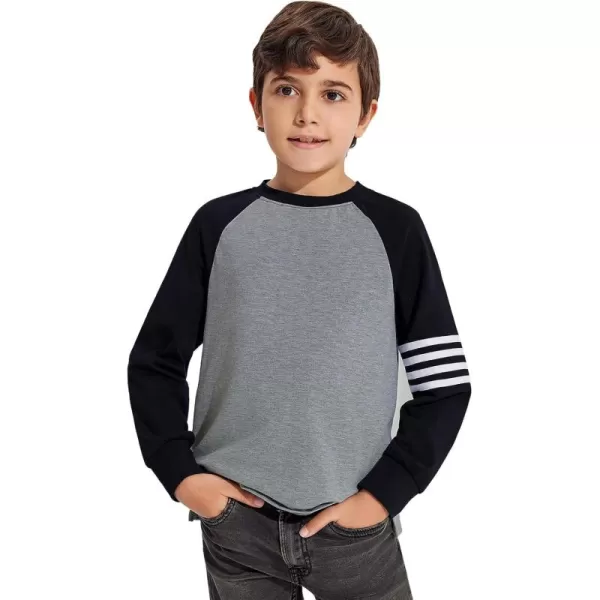 Haloumoning Boys Long Sleeve Raglan T-Shirts Casual Colorblock Crewneck Tops Tees 4-14 Years
