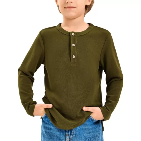 Haloumoning Boys Long Sleeve Shirts Kids Henley Neck Button Up Tshirts Lightweight Fashion Tops