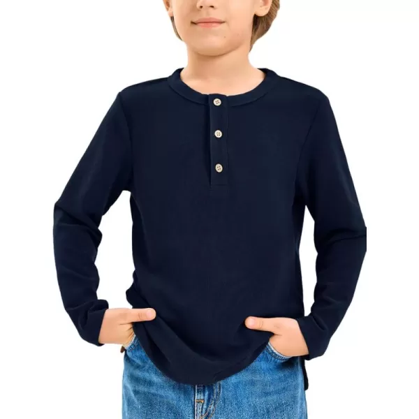 Haloumoning Boys Long Sleeve Shirts Kids Henley Neck Button Up Tshirts Lightweight Fashion Tops