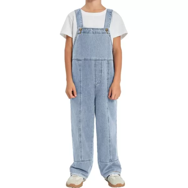 Haloumoning Boys Overalls Denim Cute Adjustable Straps Bib Overalls Kids Loose Fit Jean Jumpsuits 5-14 Years