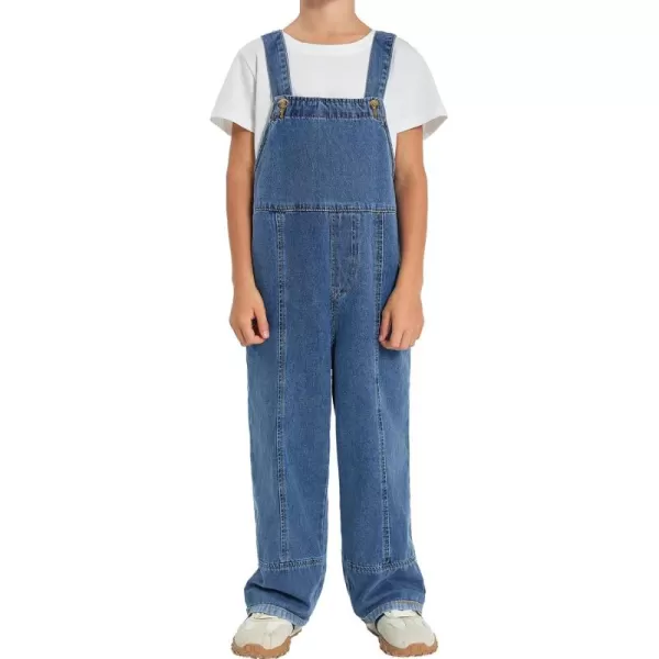 Haloumoning Boys Overalls Denim Cute Adjustable Straps Bib Overalls Kids Loose Fit Jean Jumpsuits 5-14 Years