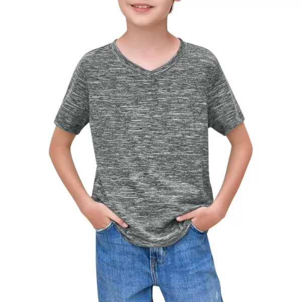 Haloumoning Boys Short Sleeve V Neck T Shirts Summer Casual Kids Soft Tshirts Basic Tees Tops 4-14 Years