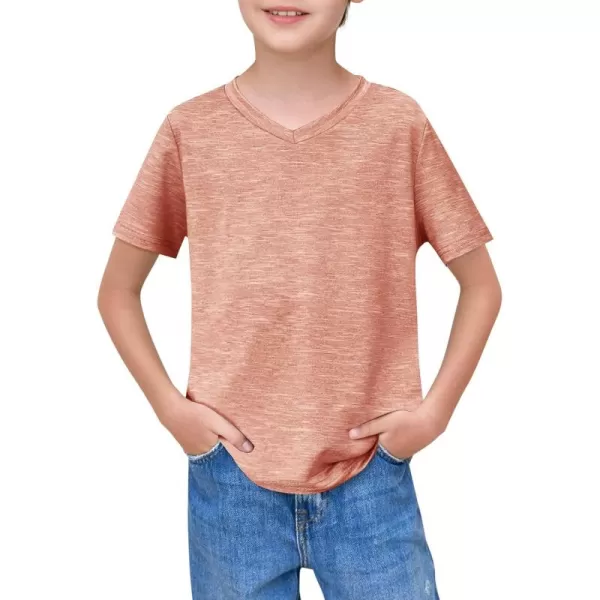 Haloumoning Boys Short Sleeve V Neck T Shirts Summer Casual Kids Soft Tshirts Basic Tees Tops 4-14 Years