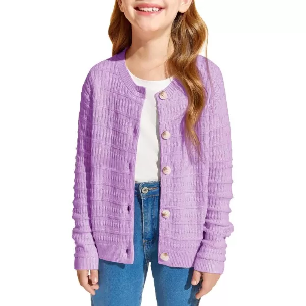 Haloumoning Girls Button Down Cardigan Jackets Kids Long Sleeve Cable Knit Sweaters 5-14 Years