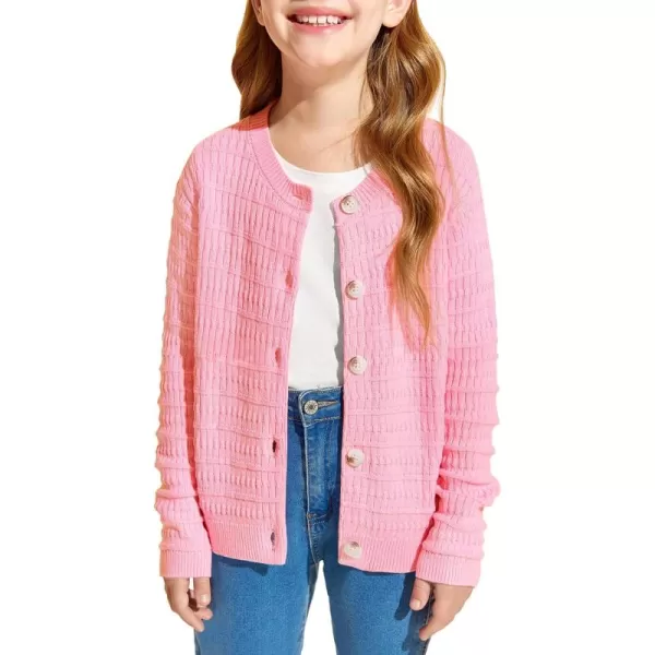 Haloumoning Girls Button Down Cardigan Jackets Kids Long Sleeve Cable Knit Sweaters 5-14 Years