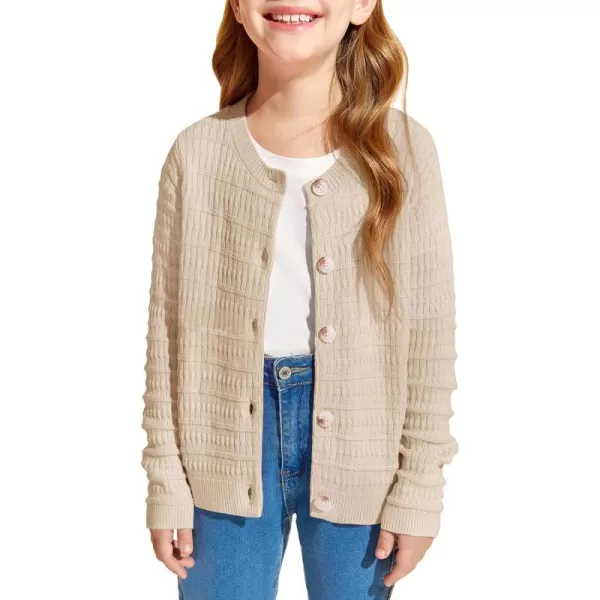 Haloumoning Girls Button Down Cardigan Jackets Kids Long Sleeve Cable Knit Sweaters 5-14 Years