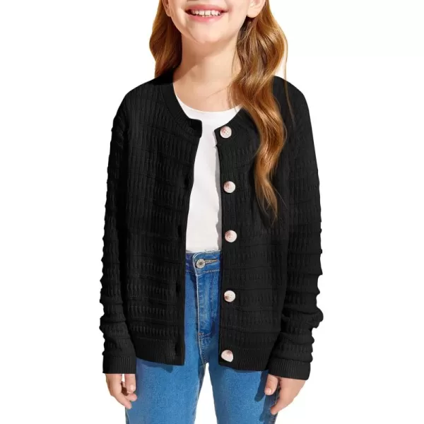 Haloumoning Girls Button Down Cardigan Jackets Kids Long Sleeve Cable Knit Sweaters 5-14 Years