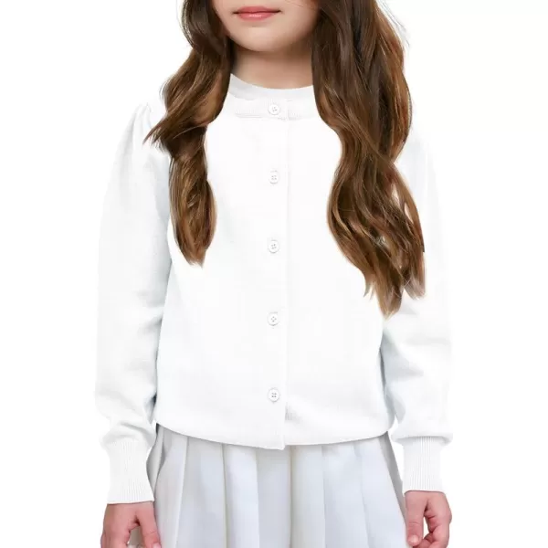 Haloumoning Girls Button Down Cardigan Sweater Kids Fall Fashion Puff Sleeve Knit Clothes 5-14 Years