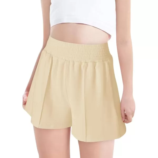 Haloumoning Girls Casual Shorts Soft Comfy High Elastic Waist Summer Running Shorts with Pockets 5-14 Years