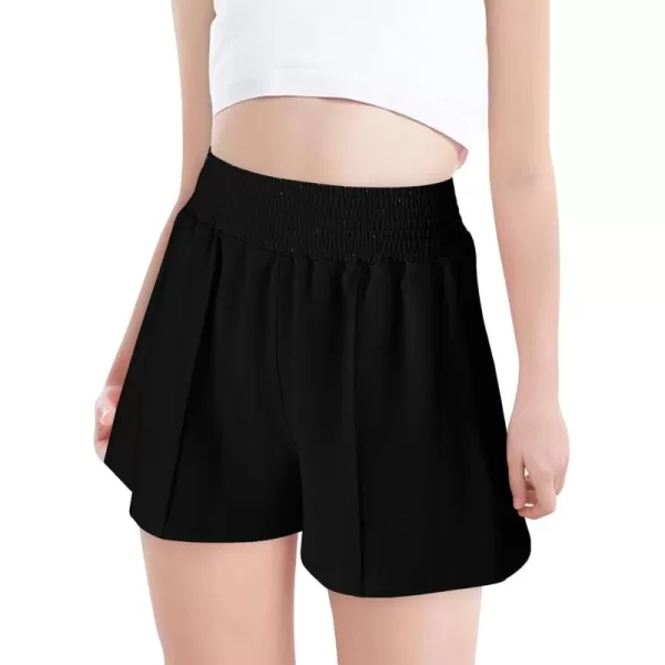 Haloumoning Girls Casual Shorts Soft Comfy High Elastic Waist Summer Running Shorts with Pockets 5-14 Years