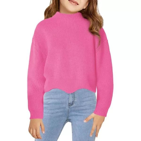 Haloumoning Girls Mock Neck Sweaters Kids Fall Fashion Long Batwing Sleeve Rib Knit Pullover Clothes 5-14 Years