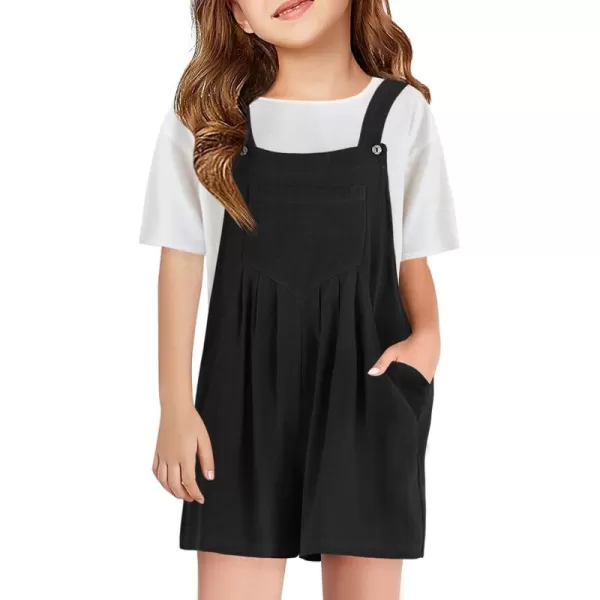Haloumoning Girls Overall Shorts Kids Summer Casual Adjustable Strap Rompers with Pockets 5-14 Years