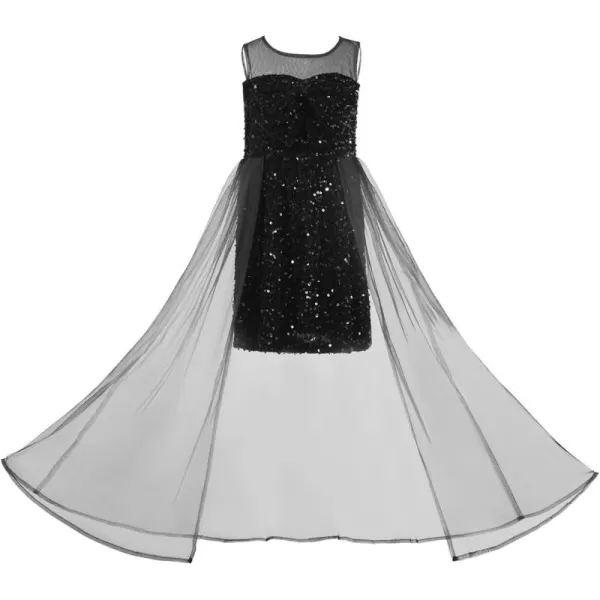 Haloumoning Girls Sequin Dress Kids Formal Sleeveless Pageant Birthday Party Dresses 5-14 Years