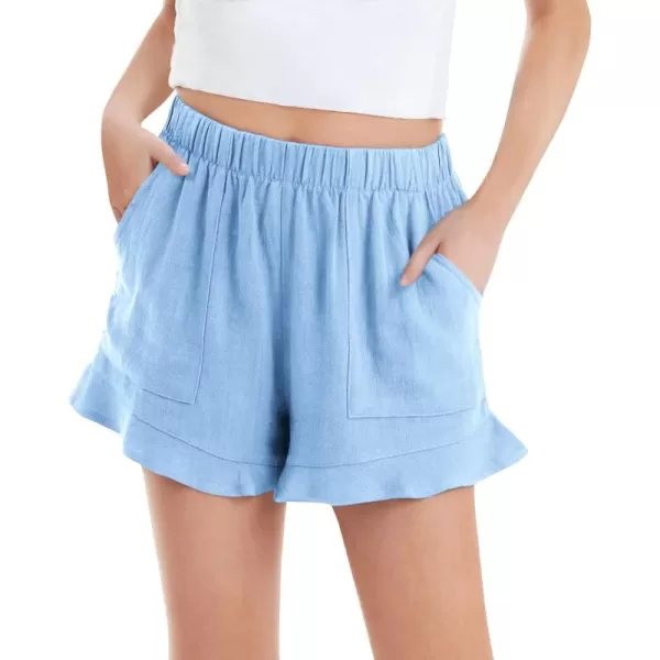 Haloumoning Girls Shorts Casual Floral Printed Short Pants Summer Ruffle Beach Shorts with Pockets Size 4-15