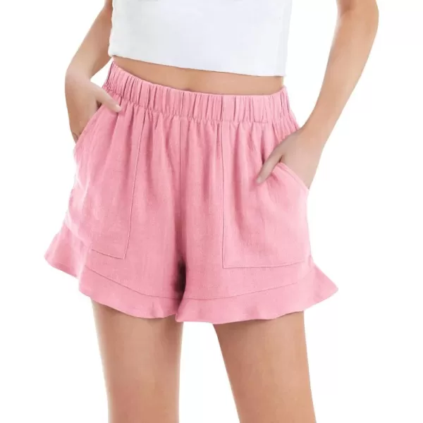 Haloumoning Girls Shorts Casual Floral Printed Short Pants Summer Ruffle Beach Shorts with Pockets Size 4-15