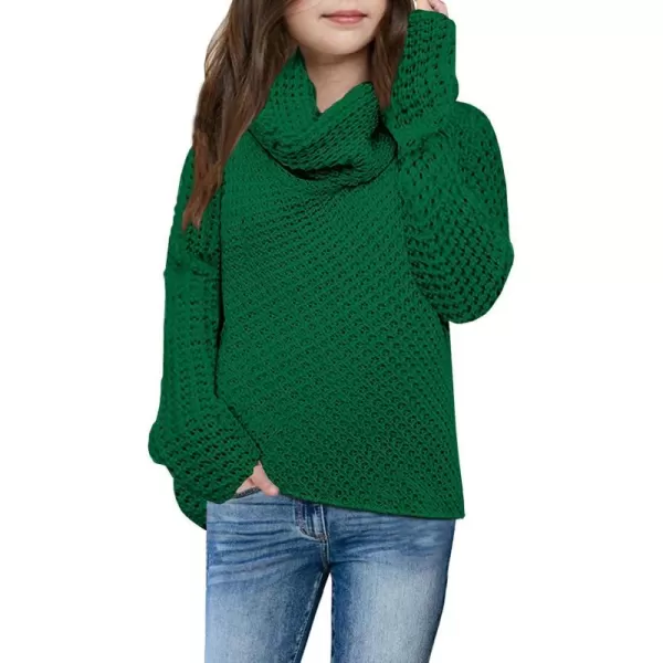 Haloumoning Girls Sweaters Button Turtle Cowl Neck Asymmetric Hem Wrap Pullover Sweaters for Girls