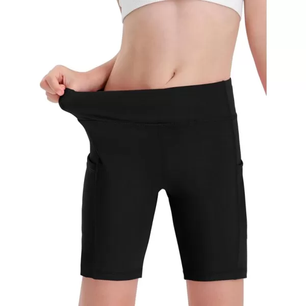 Haloumoning Girls Volleyball Spandex Shorts Kids Athletic Biker Dance Gymnastics Compression Shorts with Pockets