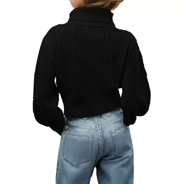 Girls Crop Turtleneck Sweaters Tops Kids Long Sleeve Fashion Cable Knit Chunky Cute Pullover Jumper Shirts 5-14 Years