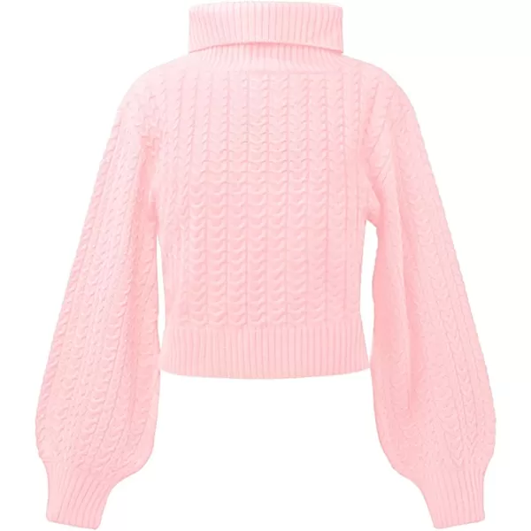 Girls Crop Turtleneck Sweaters Tops Kids Long Sleeve Fashion Cable Knit Chunky Cute Pullover Jumper Shirts 5-14 Years