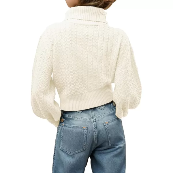 Girls Crop Turtleneck Sweaters Tops Kids Long Sleeve Fashion Cable Knit Chunky Cute Pullover Jumper Shirts 5-14 Years