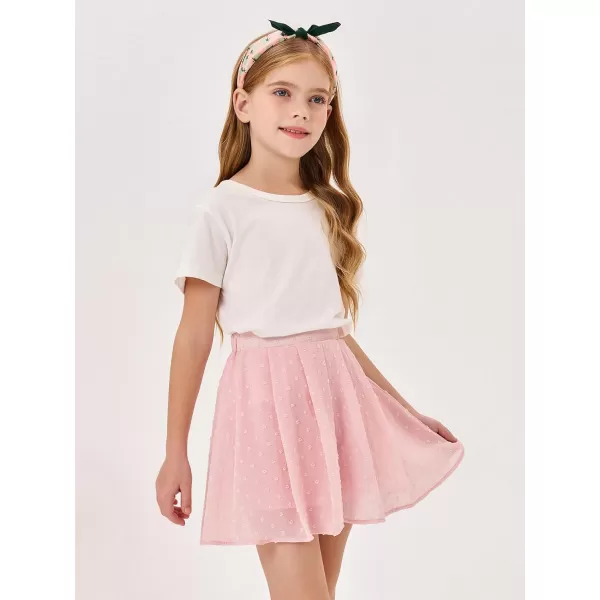 Girls Flowy Swiss Dot Skirts Shorts Kids Summer Elastic Waist Ruffle Skorts with Liner 4-14 Years