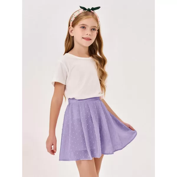 Girls Flowy Swiss Dot Skirts Shorts Kids Summer Elastic Waist Ruffle Skorts with Liner 4-14 Years