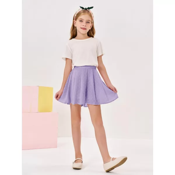 Girls Flowy Swiss Dot Skirts Shorts Kids Summer Elastic Waist Ruffle Skorts with Liner 4-14 Years