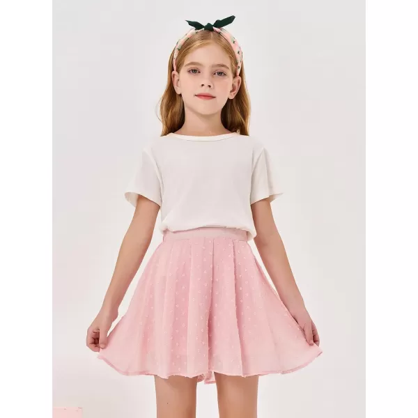 Girls Flowy Swiss Dot Skirts Shorts Kids Summer Elastic Waist Ruffle Skorts with Liner 4-14 Years