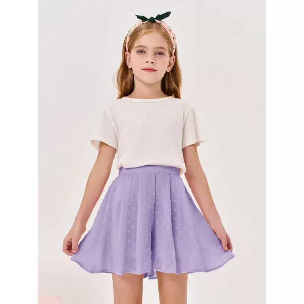 Girls Flowy Swiss Dot Skirts Shorts Kids Summer Elastic Waist Ruffle Skorts with Liner 4-14 Years