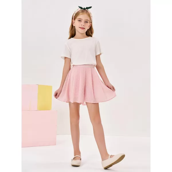 Girls Flowy Swiss Dot Skirts Shorts Kids Summer Elastic Waist Ruffle Skorts with Liner 4-14 Years