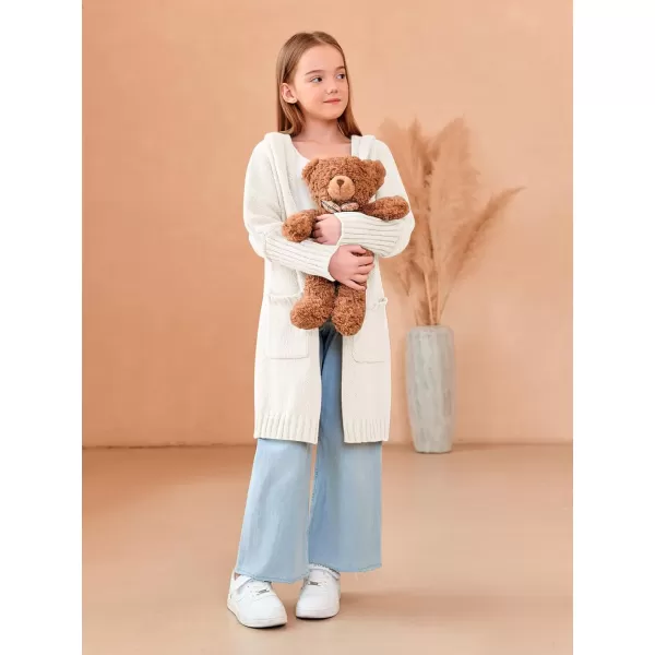 Girls Hooded Long Cardigan Kids Fashion Open Front Knit Sweater Outerwear Coat 5-14 Years