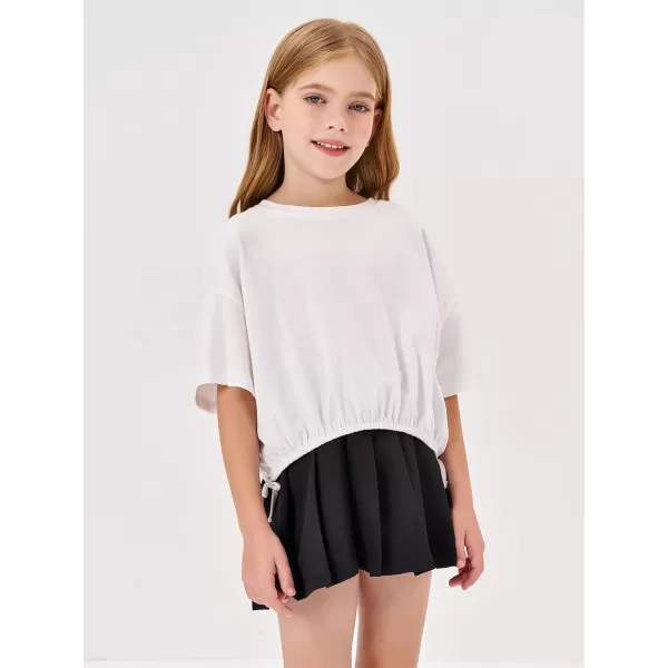 Girls Pleated Skirt Kids Cute Crossover High Waist School Uniform A-Line Skater Skirts
