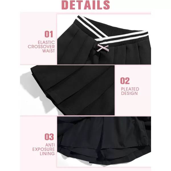 Girls Pleated Skirt Kids Cute Crossover High Waist School Uniform A-Line Skater Skirts