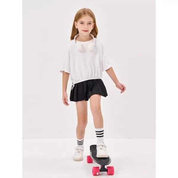 Girls Pleated Skirt Kids Cute Crossover High Waist School Uniform A-Line Skater Skirts