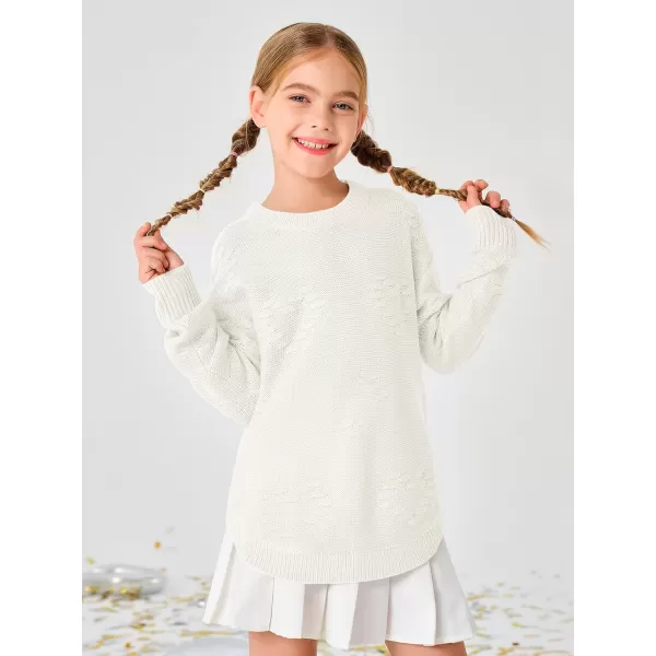 Haloumoning Girls Cute Heart Love Print Sweater Tops Oversized Crew Neck Dot Ball Knitted Valentine Pullover 5-14 Years