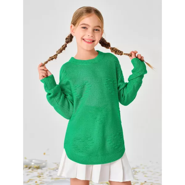 Haloumoning Girls Cute Heart Love Print Sweater Tops Oversized Crew Neck Dot Ball Knitted Valentine Pullover 5-14 Years