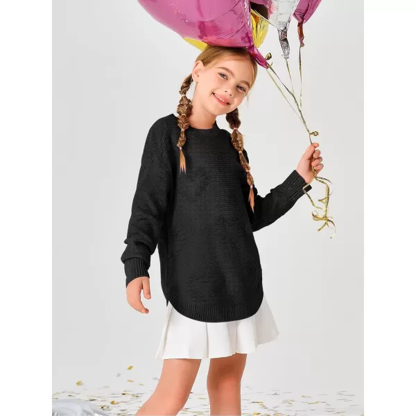 Haloumoning Girls Cute Heart Love Print Sweater Tops Oversized Crew Neck Dot Ball Knitted Valentine Pullover 5-14 Years