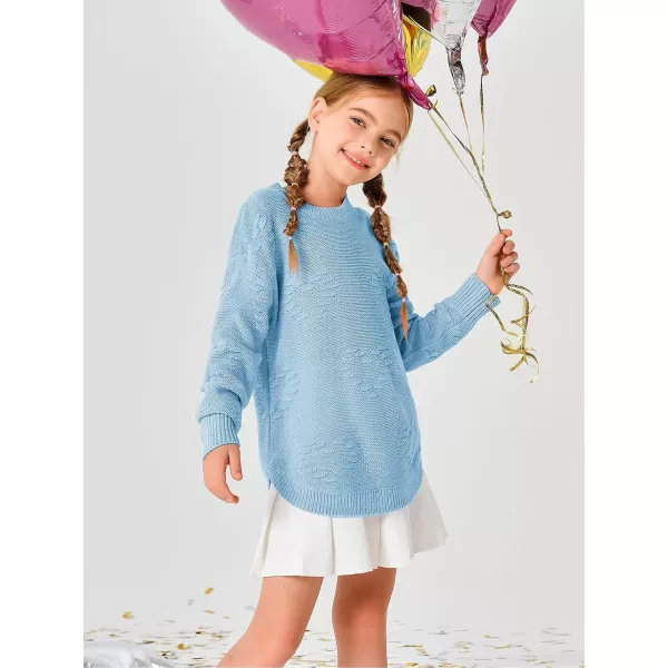 Haloumoning Girls Cute Heart Love Print Sweater Tops Oversized Crew Neck Dot Ball Knitted Valentine Pullover 5-14 Years