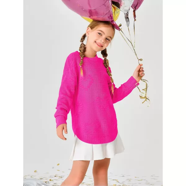 Haloumoning Girls Cute Heart Love Print Sweater Tops Oversized Crew Neck Dot Ball Knitted Valentine Pullover 5-14 Years