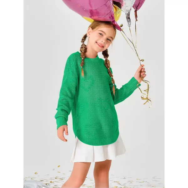 Haloumoning Girls Cute Heart Love Print Sweater Tops Oversized Crew Neck Dot Ball Knitted Valentine Pullover 5-14 Years