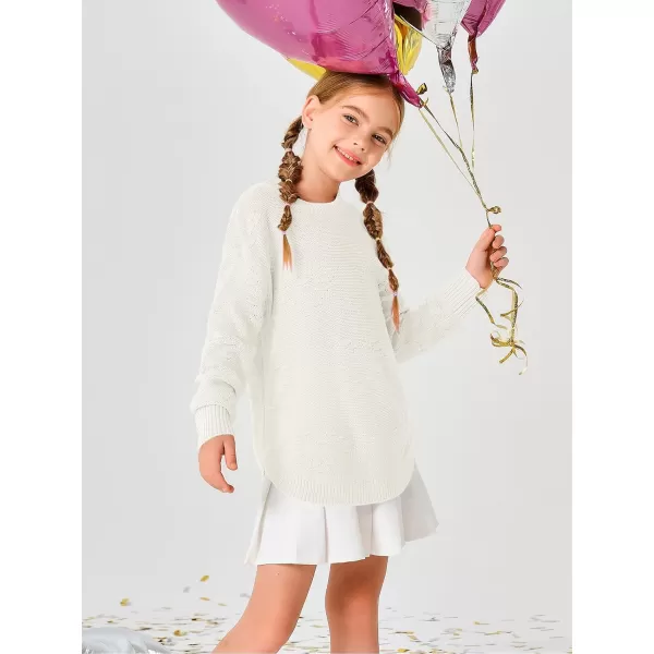 Haloumoning Girls Cute Heart Love Print Sweater Tops Oversized Crew Neck Dot Ball Knitted Valentine Pullover 5-14 Years