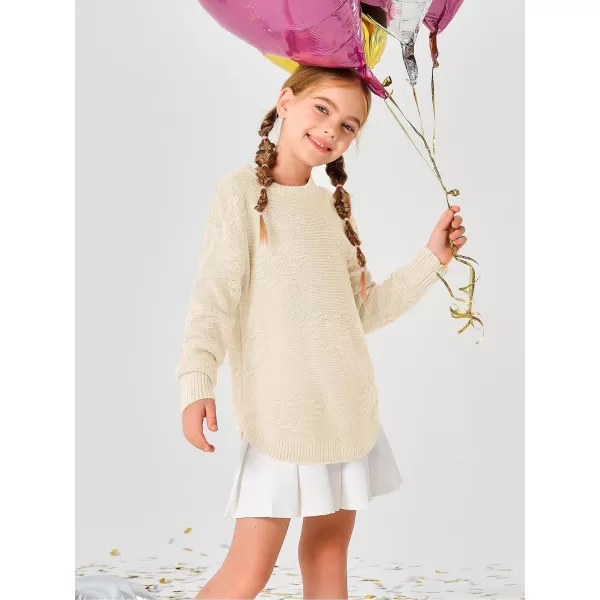 Haloumoning Girls Cute Heart Love Print Sweater Tops Oversized Crew Neck Dot Ball Knitted Valentine Pullover 5-14 Years