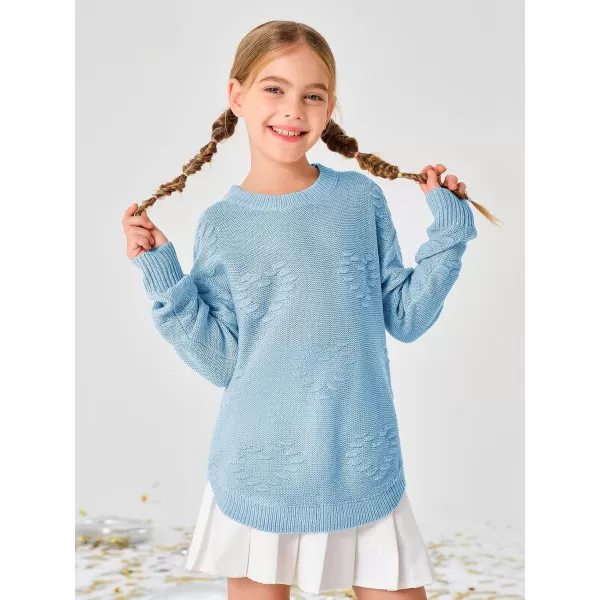Haloumoning Girls Cute Heart Love Print Sweater Tops Oversized Crew Neck Dot Ball Knitted Valentine Pullover 5-14 Years