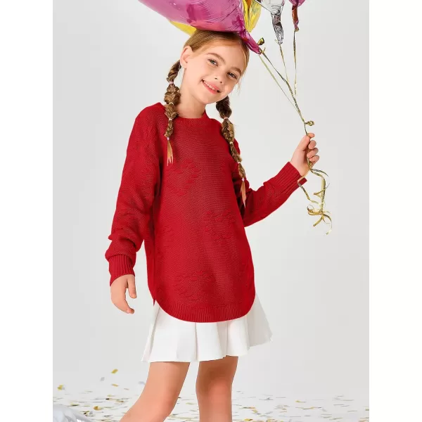 Haloumoning Girls Cute Heart Love Print Sweater Tops Oversized Crew Neck Dot Ball Knitted Valentine Pullover 5-14 Years