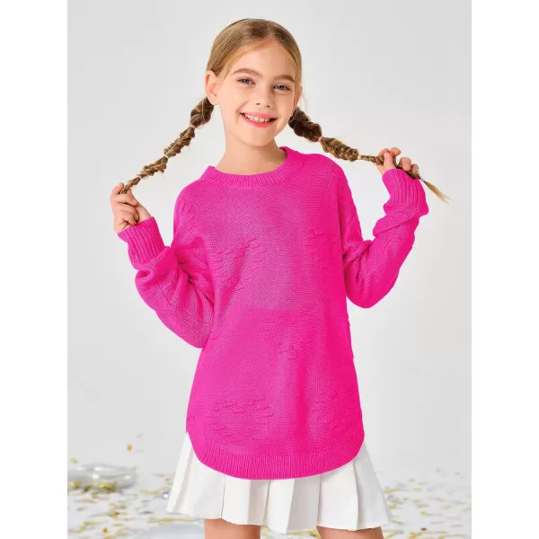 Haloumoning Girls Cute Heart Love Print Sweater Tops Oversized Crew Neck Dot Ball Knitted Valentine Pullover 5-14 Years