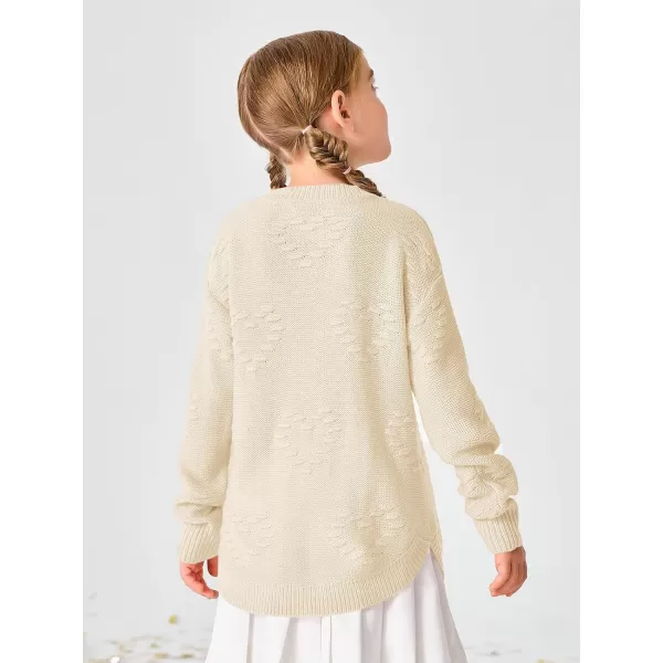 Haloumoning Girls Cute Heart Love Print Sweater Tops Oversized Crew Neck Dot Ball Knitted Valentine Pullover 5-14 Years