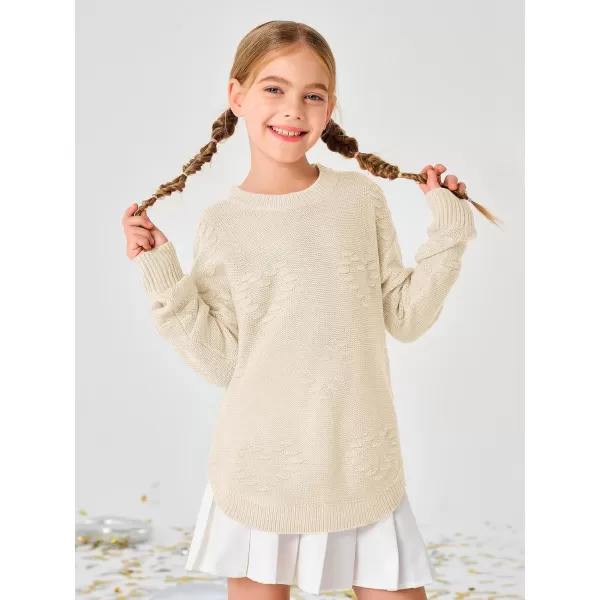 Haloumoning Girls Cute Heart Love Print Sweater Tops Oversized Crew Neck Dot Ball Knitted Valentine Pullover 5-14 Years