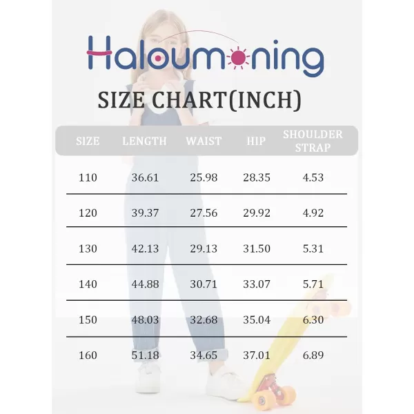Haloumoning Girls' Denim Overall Jumpsuits Sleeveless V Neck Adjustable Straps Jeans Pants Jumpers with Pockets